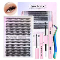 Pawotence front packaging showing full DIY lash kit and contents for easy salon-free use