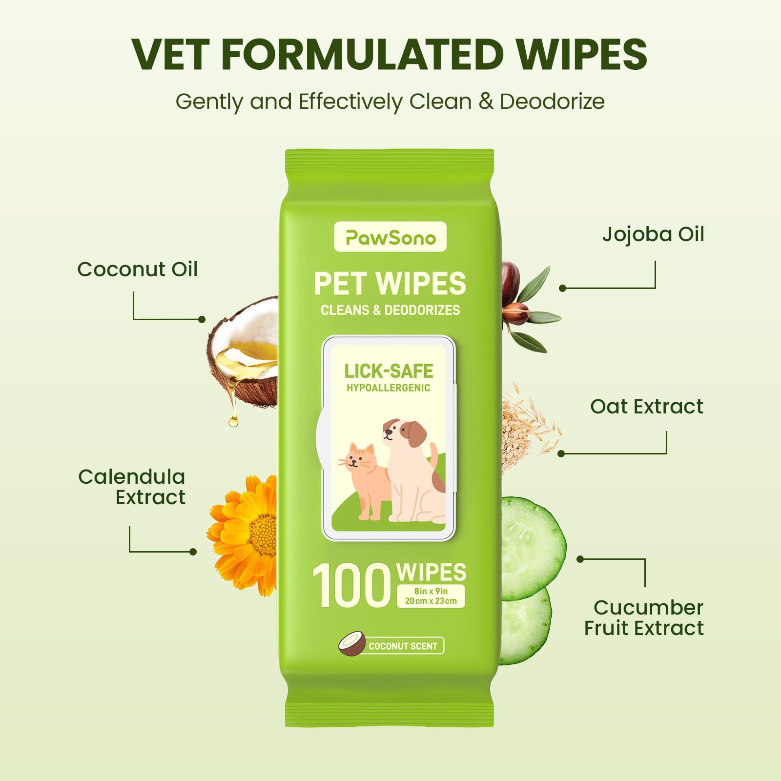 PawSono ingredients label highlighting plant-based, lick-safe formula