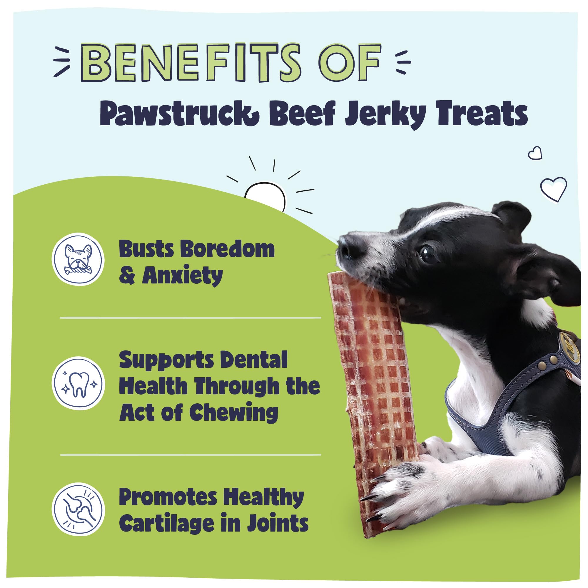 Pawstruck single 4"–6" beef strip displayed on white surface for size clarity