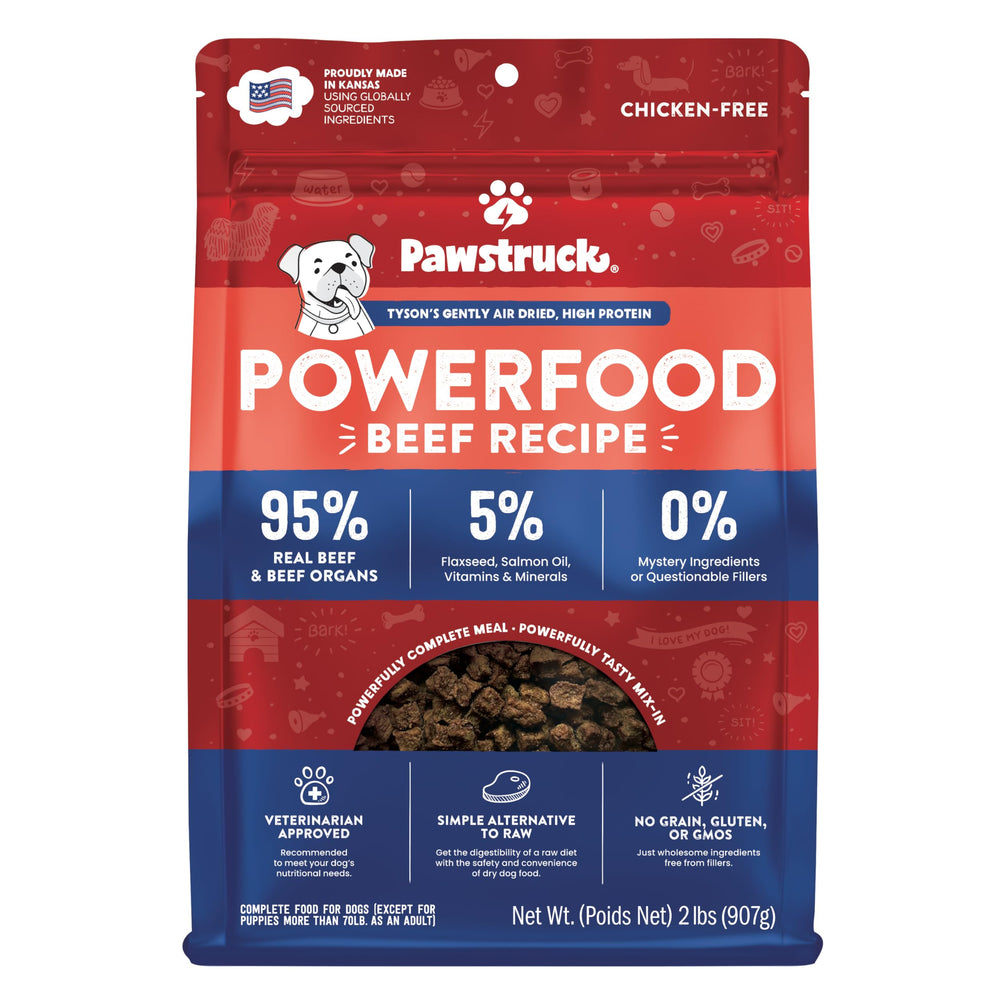 Pawstruck front of bag showing product branding and 2 lb size benefit