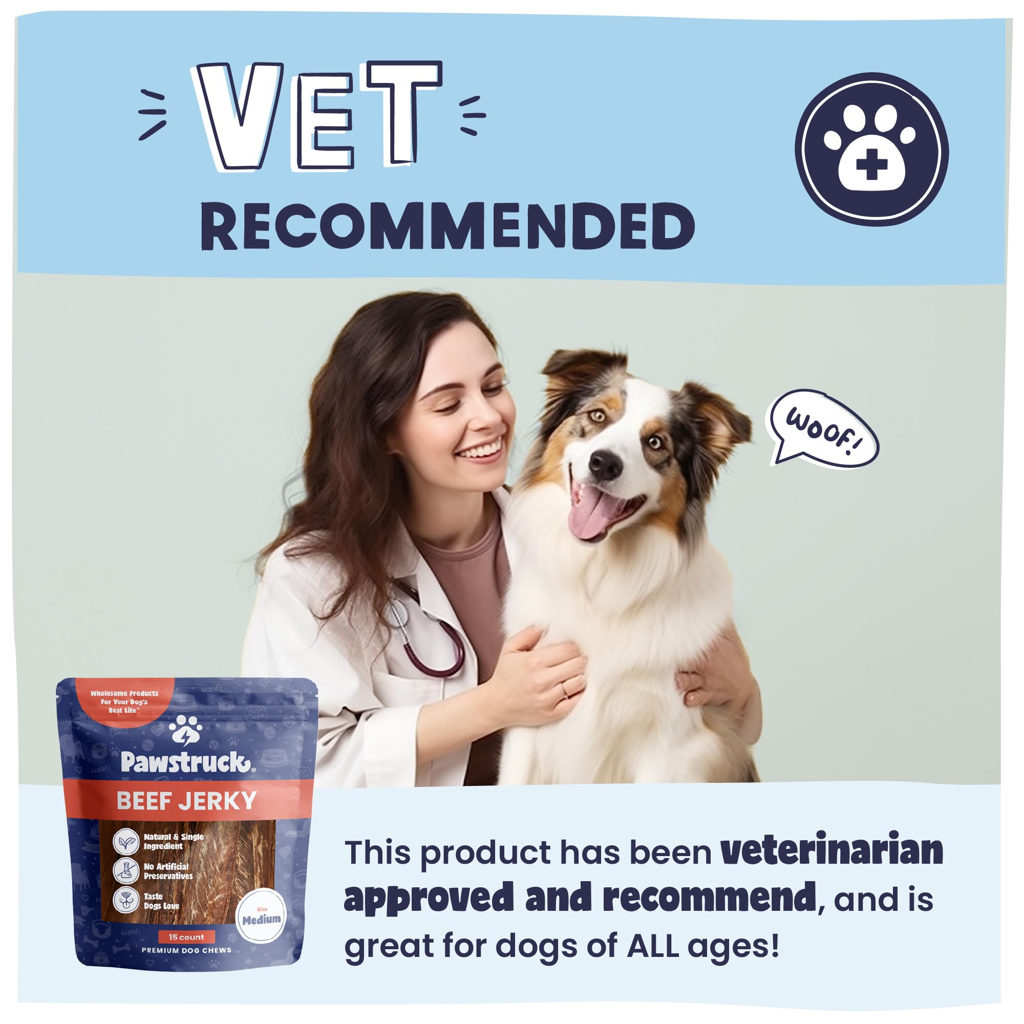 Pawstruck strip beside adult hand to show 4"–6" medium size benefit