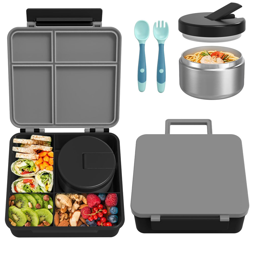 Pawtong lunch box front closed showing secure buckle and leakproof design benefit