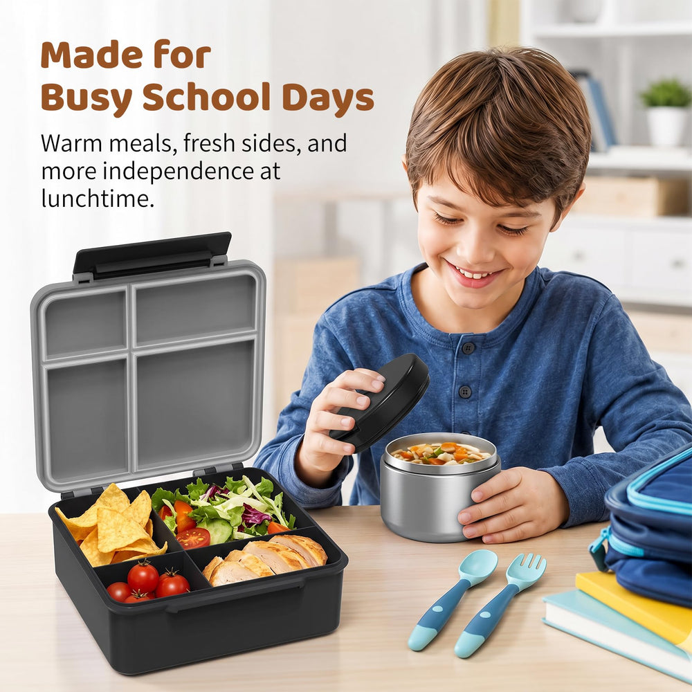 Pawtong lunch box inside school bag displaying travel-ready convenience and protection