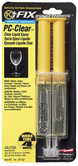 PC Products PC-Clear front packaging showing clear epoxy syringe and invisible repair results