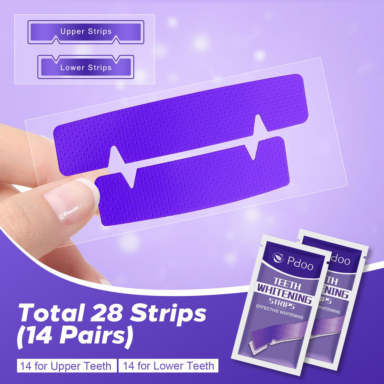 Pdoo strip applied on teeth in use demonstrating secure, comfortable fit