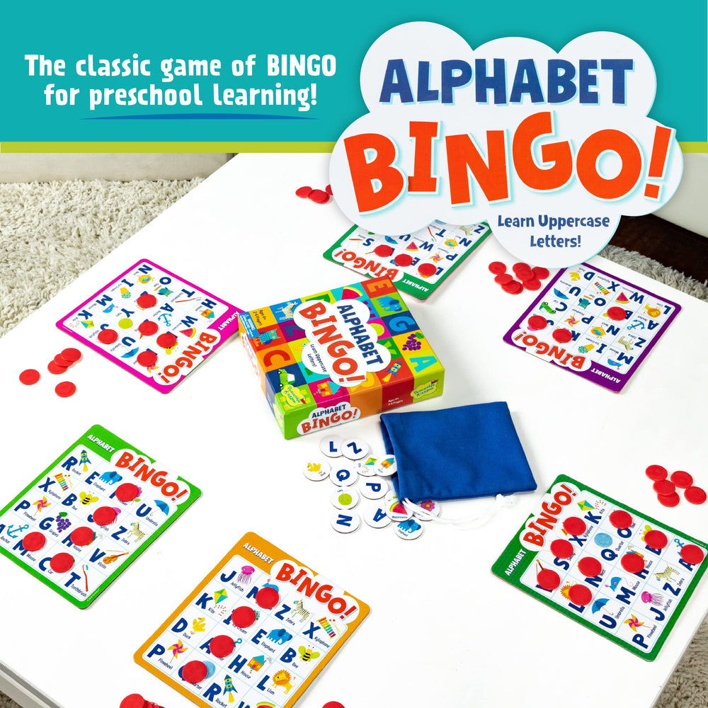 Peaceable Kingdom double-sided game boards close-up showing letter-picture associations