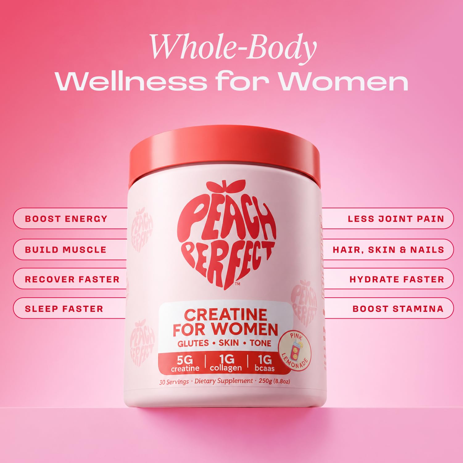 Peach Perfect packaging open to nutrition label showing transparency and quality testing