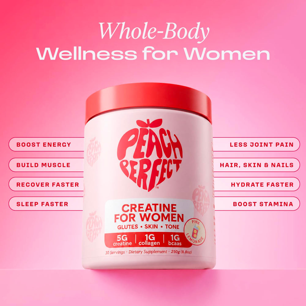 Peach Perfect packaging open to nutrition label showing transparency and quality testing