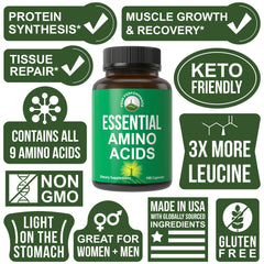 Peak Performance supplement facts label showing all nine amino acids