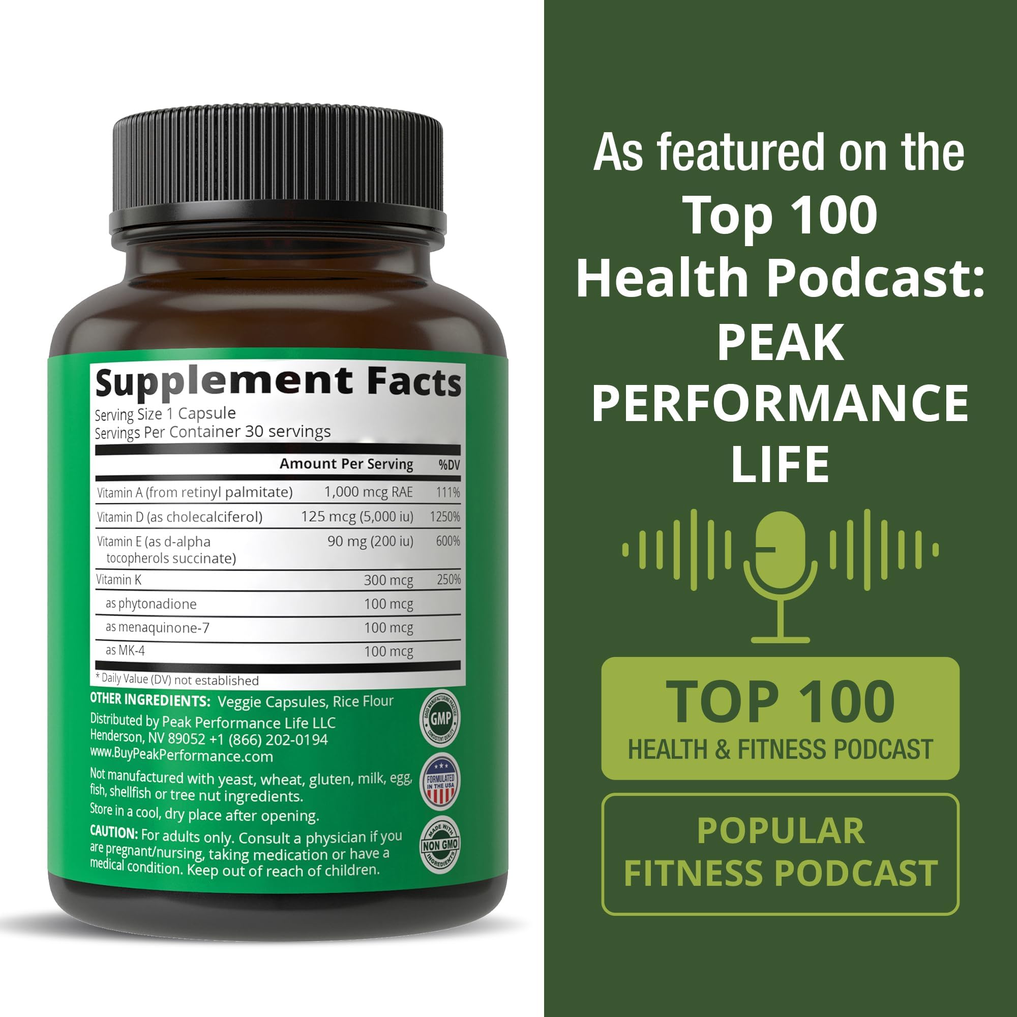 Peak Performance bottle near breakfast bowl showing daily routine integration