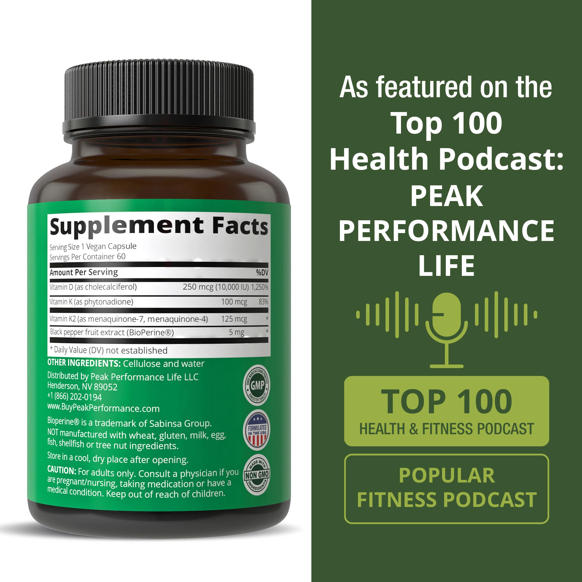 Peak Performance bottle on kitchen counter lifestyle shot encouraging daily morning routine
