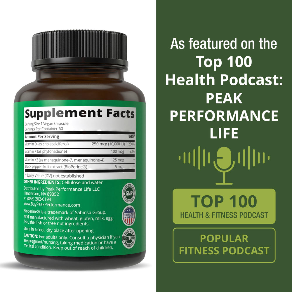 Peak Performance bottle on kitchen counter lifestyle shot encouraging daily morning routine