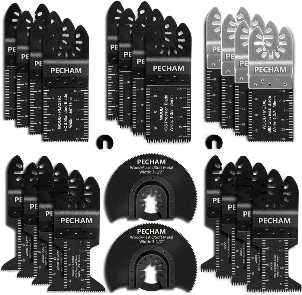 PECHAM front packaging showing full 24-piece blade kit and benefits