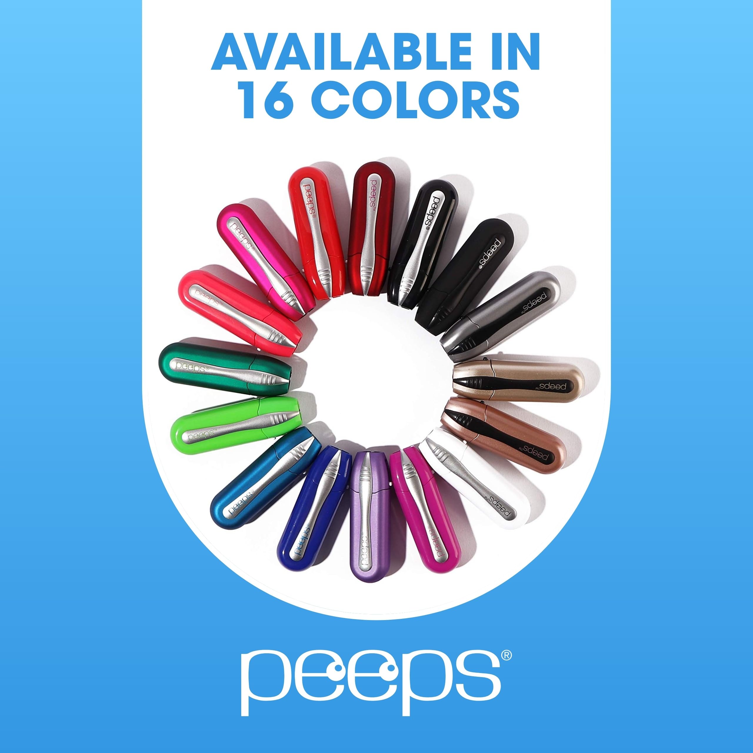 Peeps label and contents showing compatible pads and storage case benefits