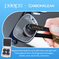 Peeps pad close-up showing edges and shape for precise lens contact