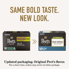 Peet's brewed cup top view showing color and aroma for satisfying flavor benefit