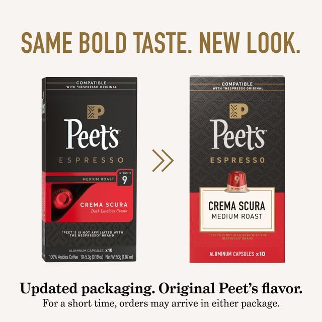 Peet's sealed capsule foil top detail showing preserved aroma and flavor