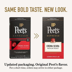 Peet's sealed capsule foil top detail showing preserved aroma and flavor
