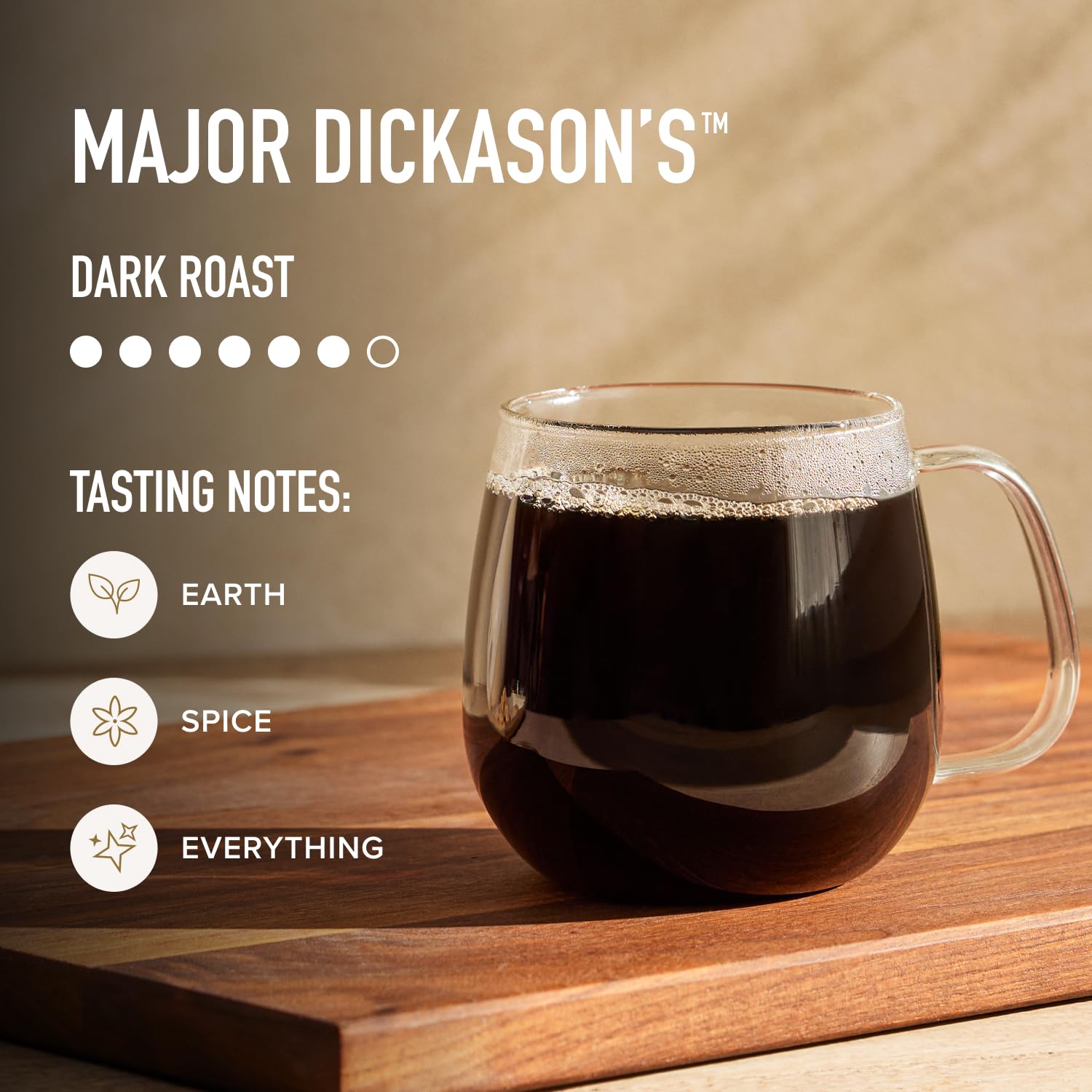 Peet's brewed cup steaming on saucer showing deep color and satisfying taste benefit
