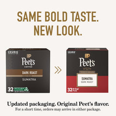Peet's brewed cup top view showing dark crema and rich, full-bodied appearance