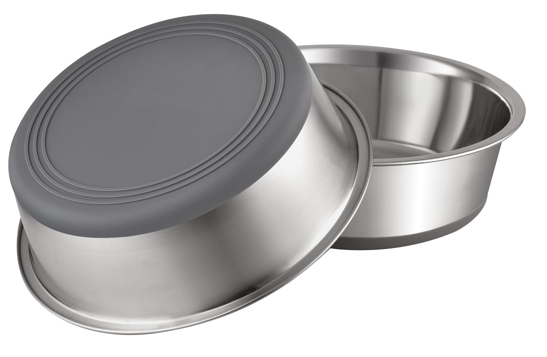 PEGGY11 front view of two stainless steel bowls showing durable, hygienic design and capacity