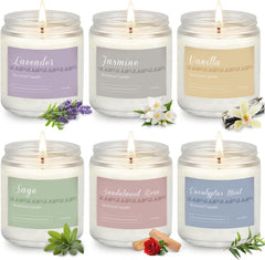 PELN front packaging of six scented candles showcasing variety and gift-ready appeal