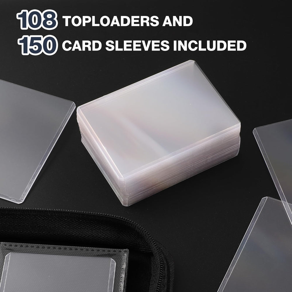 Pemocyny binder open showing double-sided pocket pages for compact card display and browsing