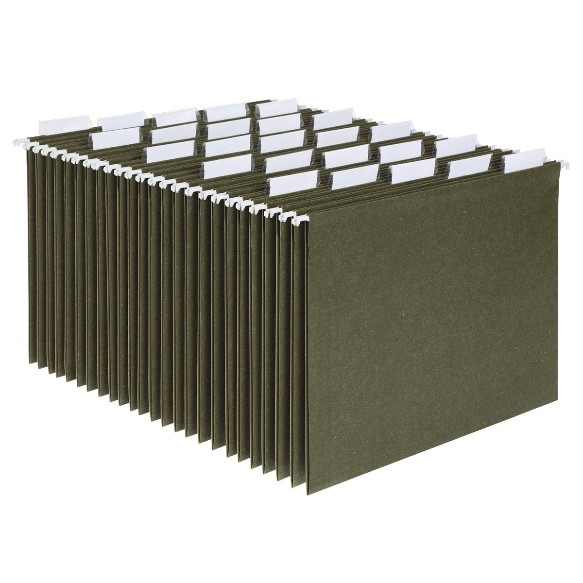 Pendaflex front box of 25 green recycled hanging file folders showing pack branding and quantity benefit