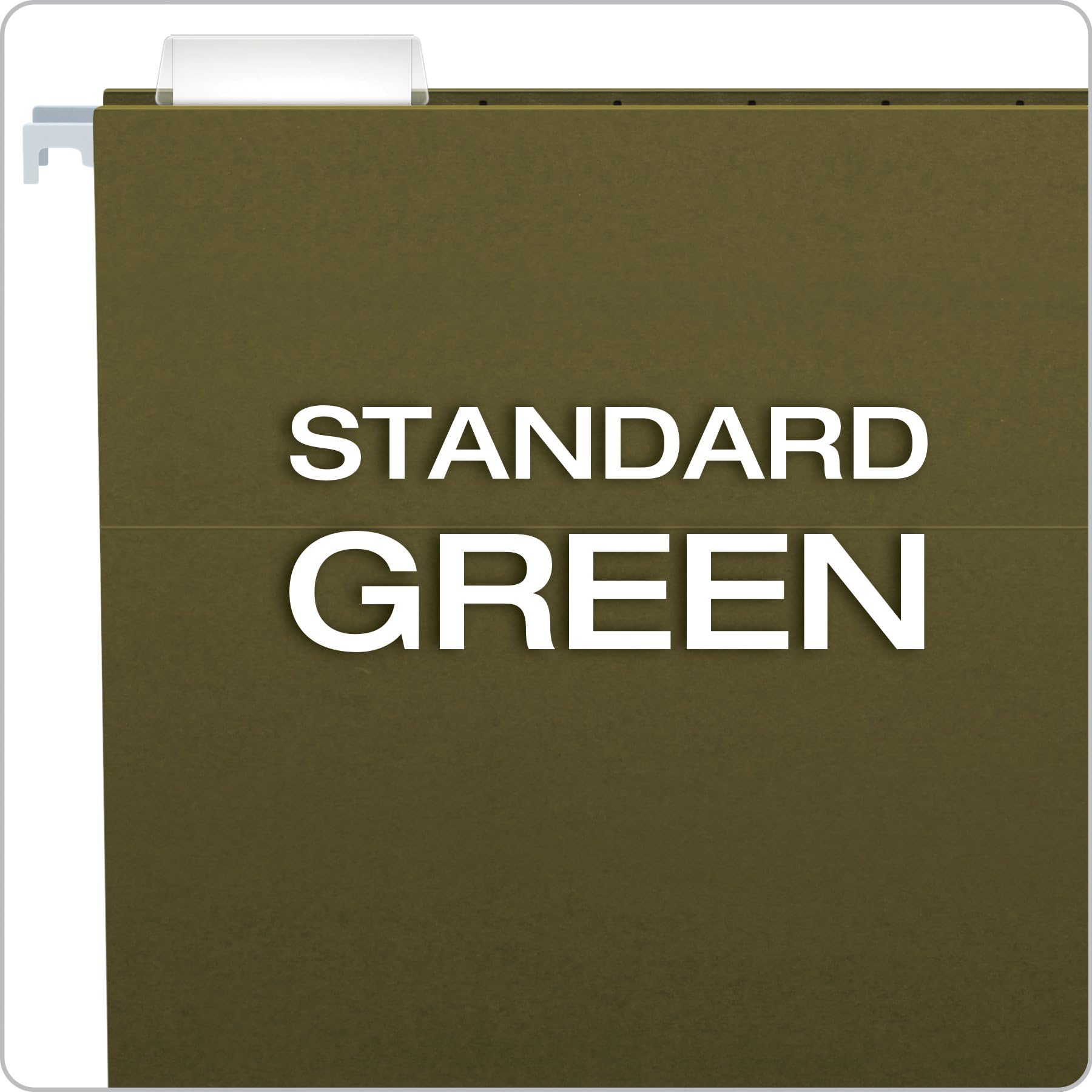 Pendaflex clear plastic tabs with paper inserts fanned out to show easy labeling benefit