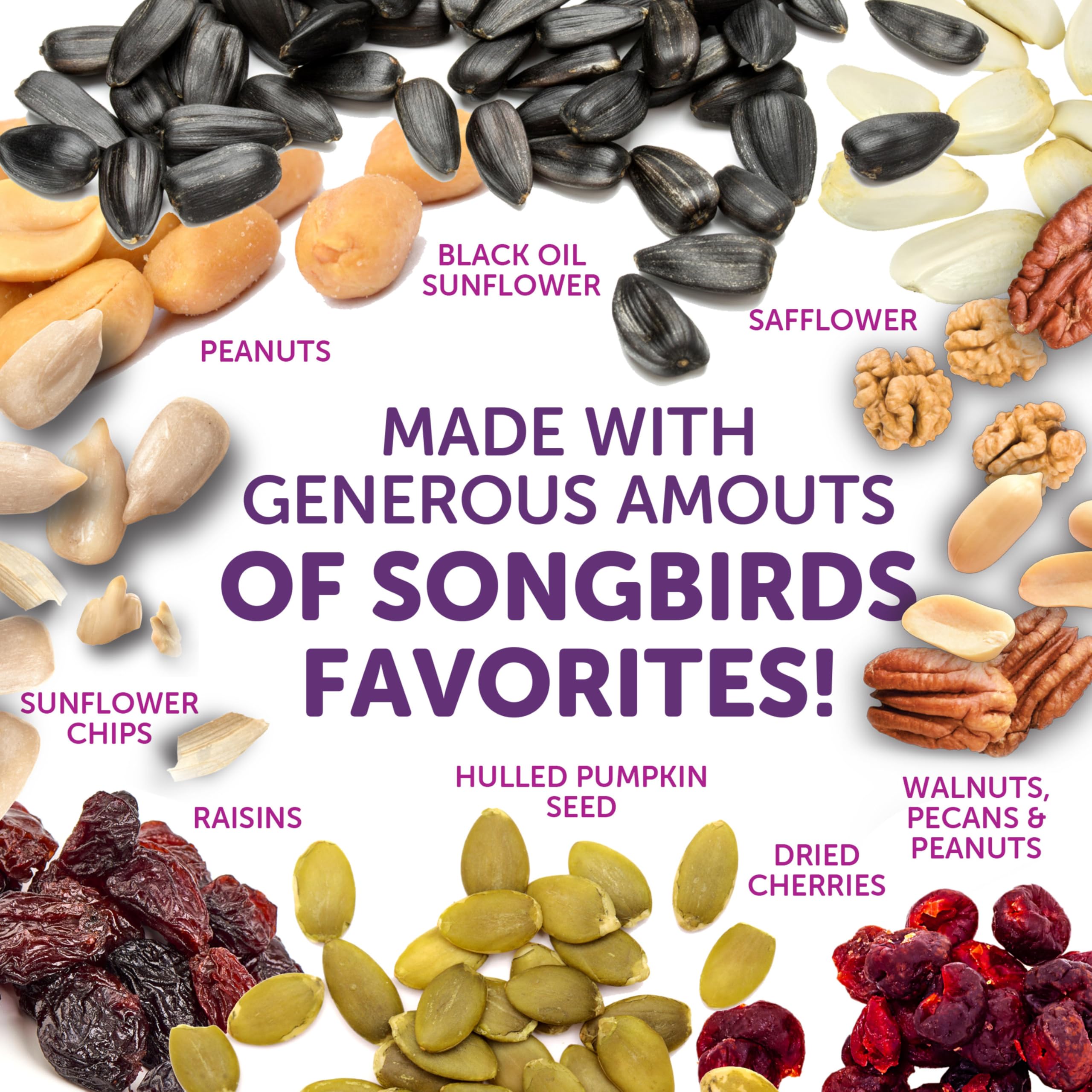 Pennington overhead of walnuts, pecans and peanuts, shows energy-rich fats