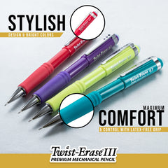 Pentel Twist-Erase III eraser detail emphasizing clean, smudge-free corrections