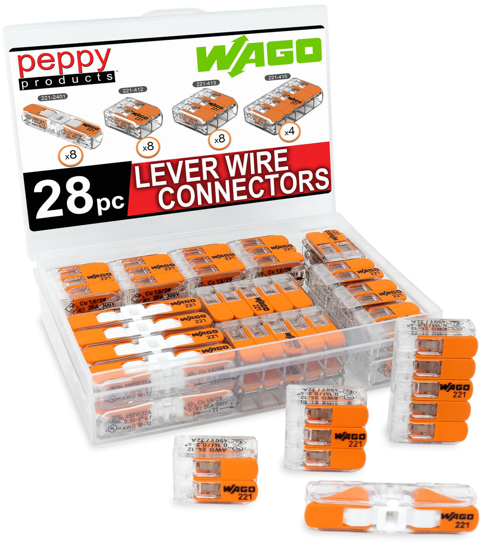 Peppy Products WAGO 221 front packaging showing assortment and case benefits