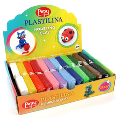 Pepy Plastilina front packaging showing 24 bars and bright colors for easy selection