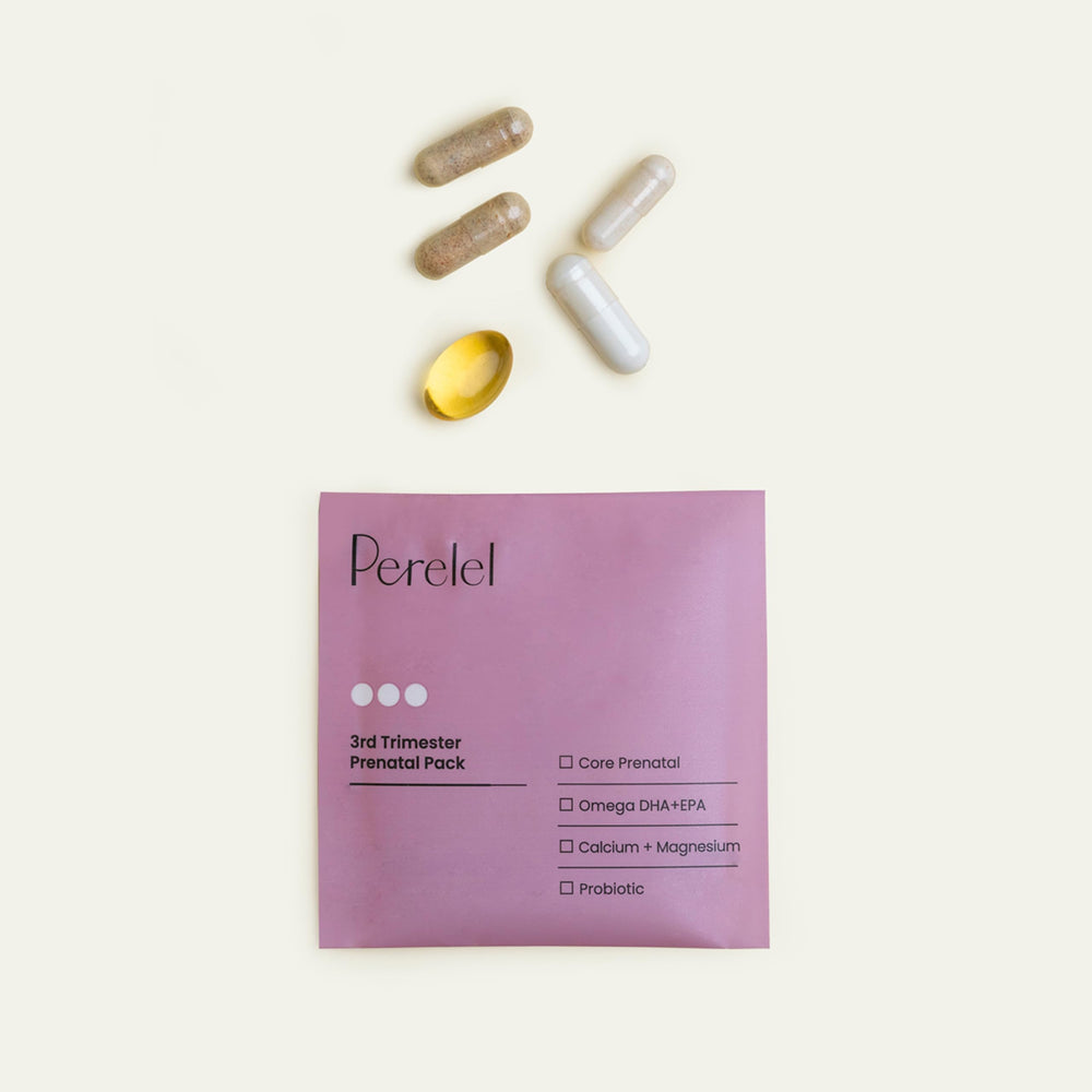 Perelel sachet held in hand to show portable size and easy daily use