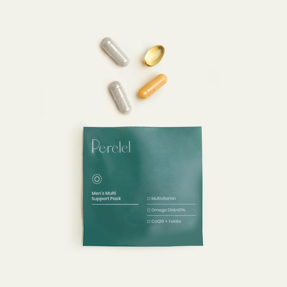 Perelel omega softgel closeup highlighting DHA and EPA support