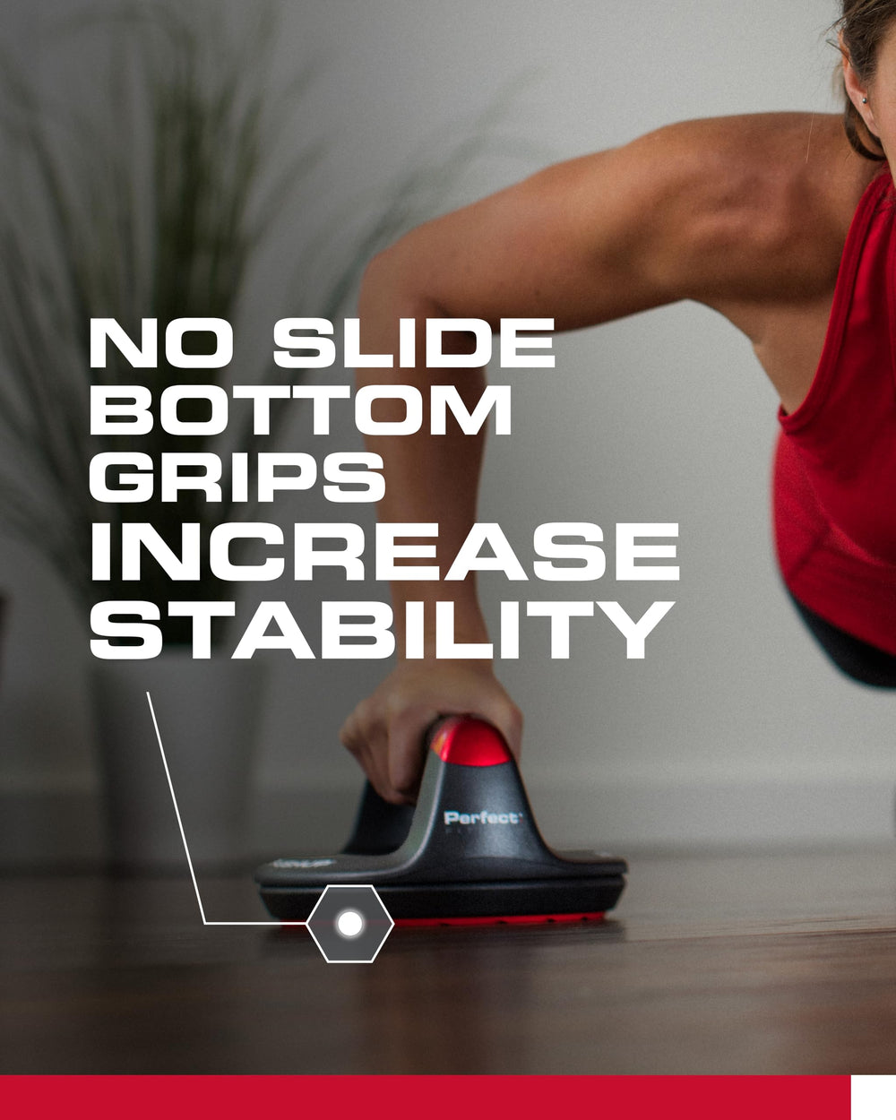 Perfect Fitness shot of handles mid-rotation demonstrating smooth steel ball bearing motion benefit