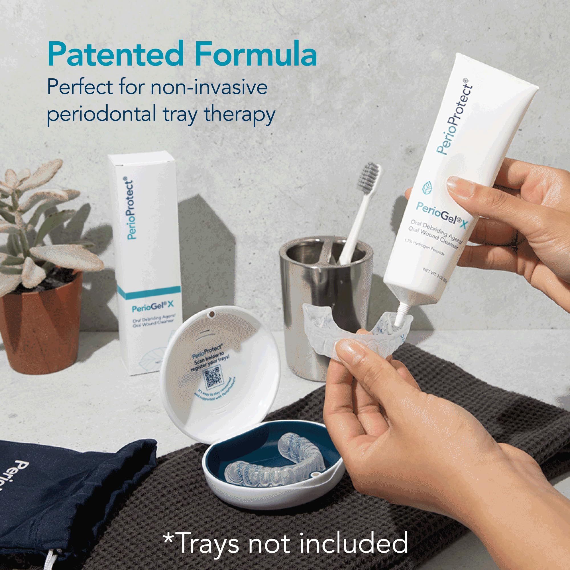 Perio Protect periogelx with tray setup ready for home use emphasizing ease-of-use