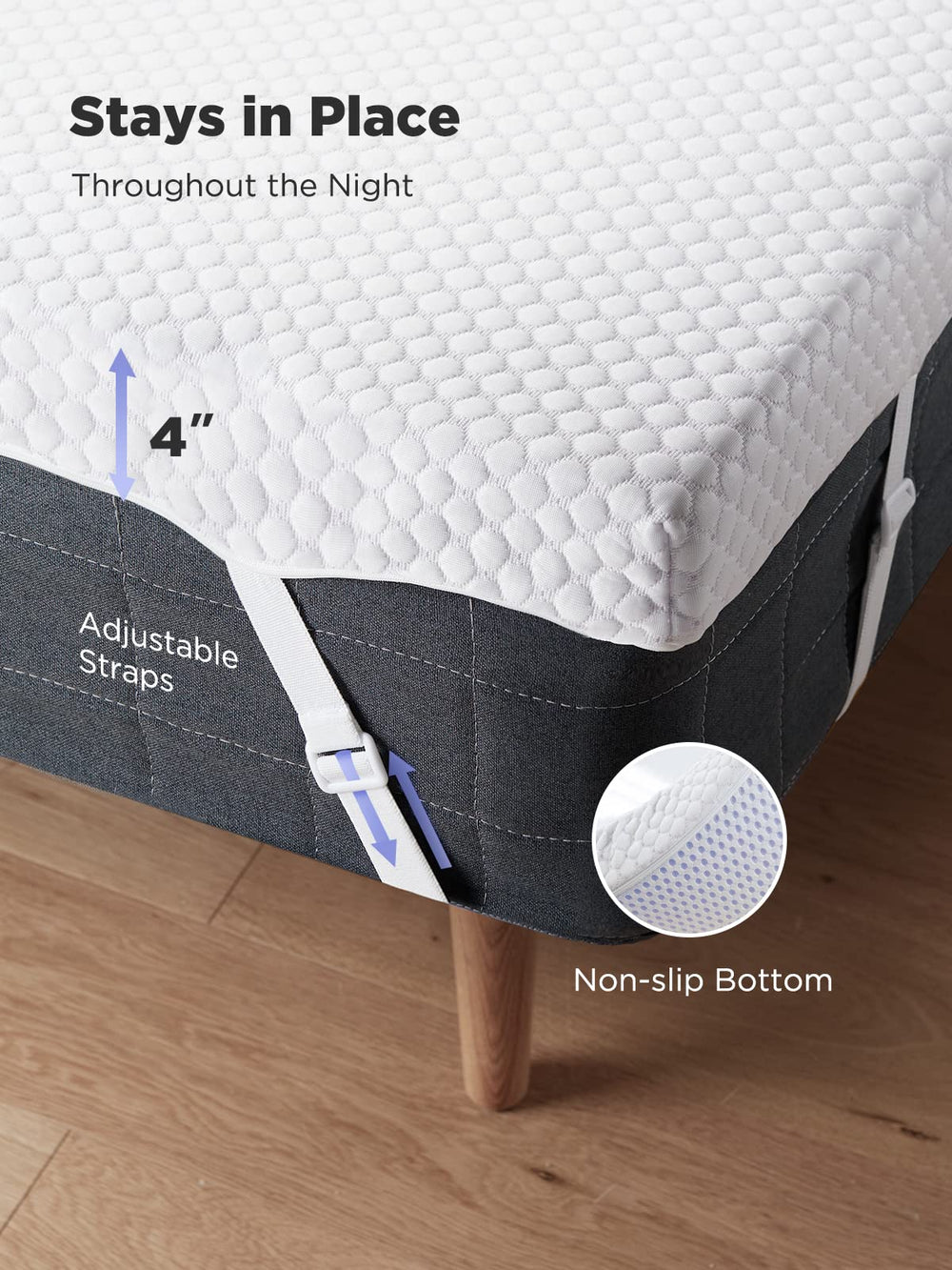 PERLECARE topper on queen mattress in bedroom improving comfort and appearance