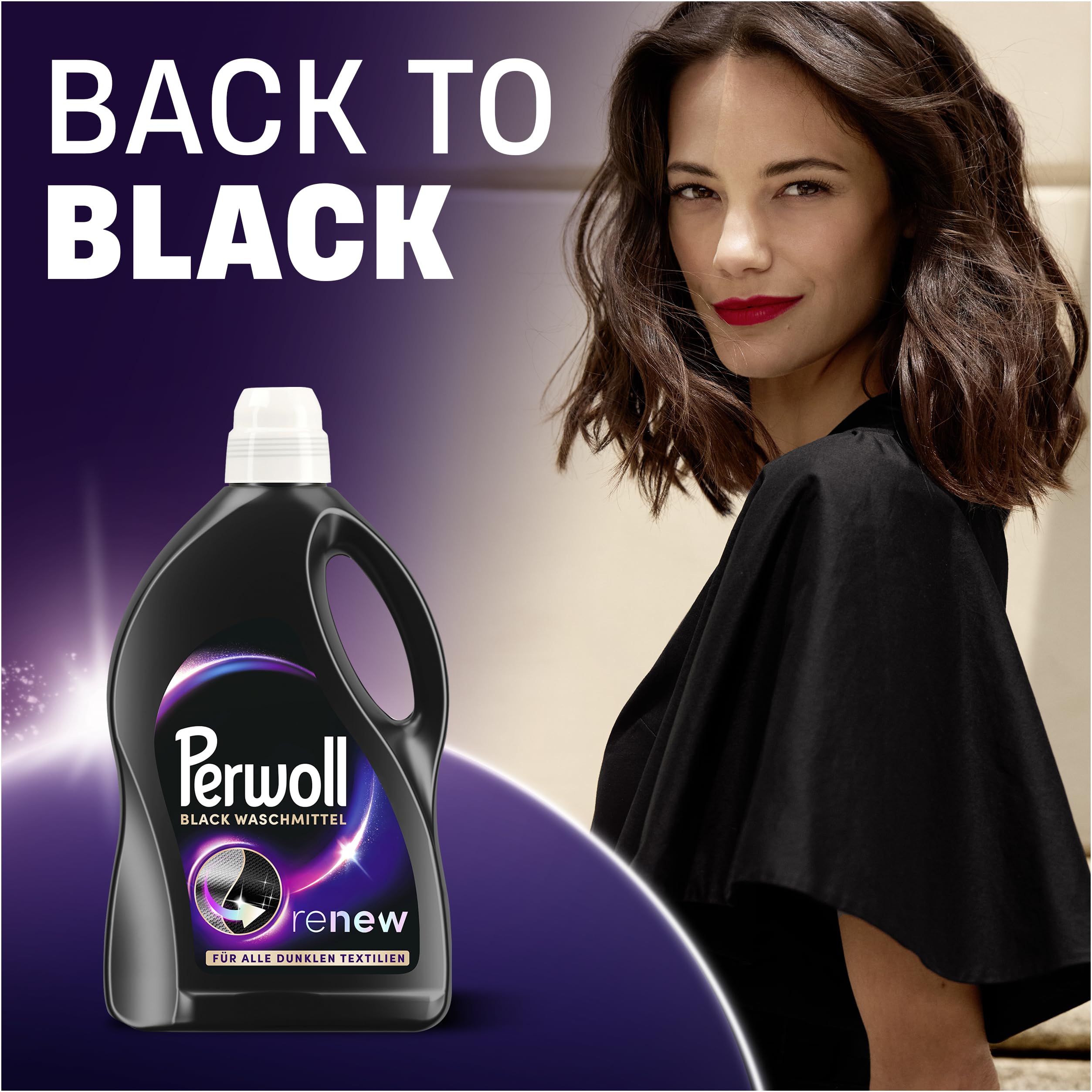 Perwoll black ingredients badge highlighting 90% nature-based formula