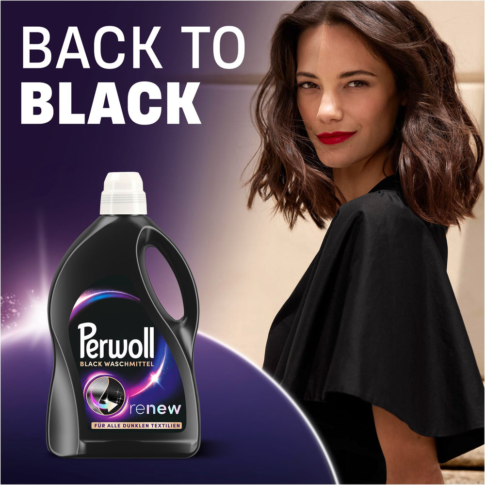 Perwoll black ingredients badge highlighting 90% nature-based formula