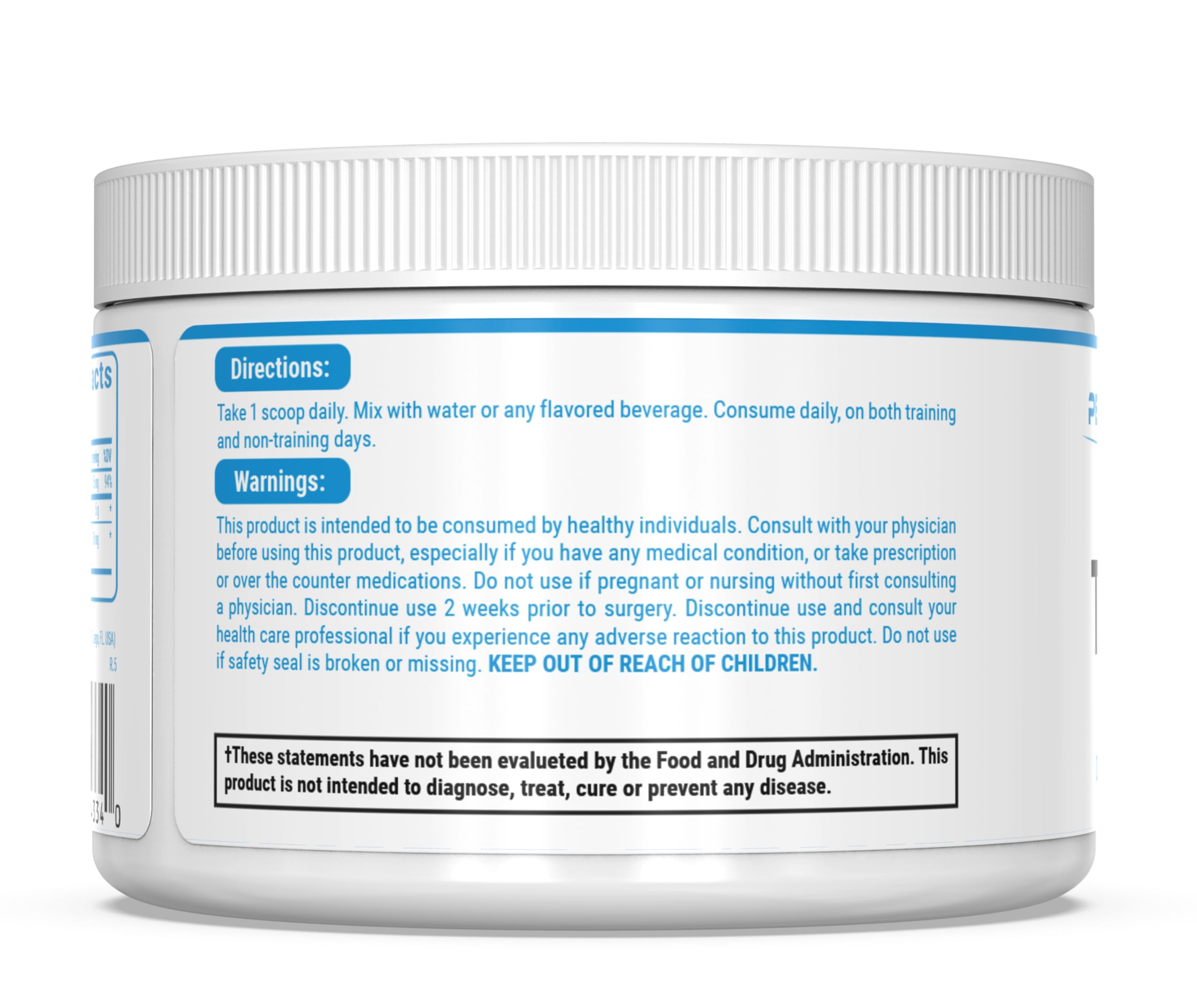 PEScience TruCreatine+ label close-up showing Creapure quality and testing