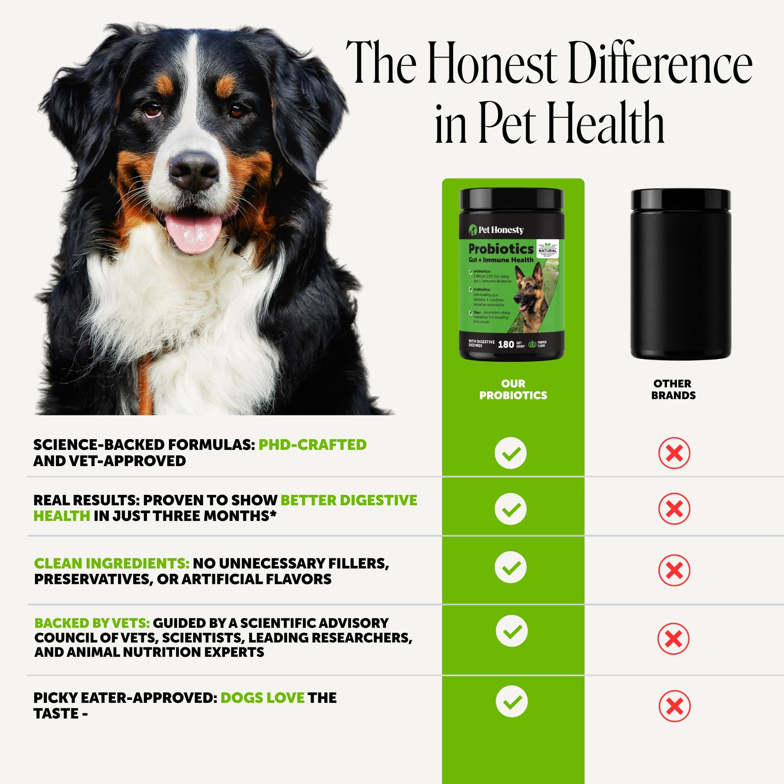 Pet Honesty chew next to dog bowl illustrating daily supplement routine