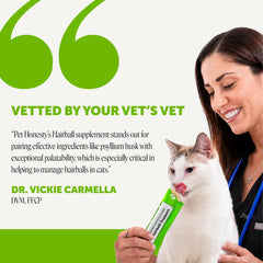 Pet Honesty pouch in hand to show size, simple single-serve convenience