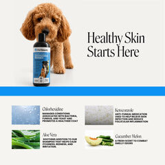 Pet Honesty shampoo in use on dog in bathtub providing itch comfort