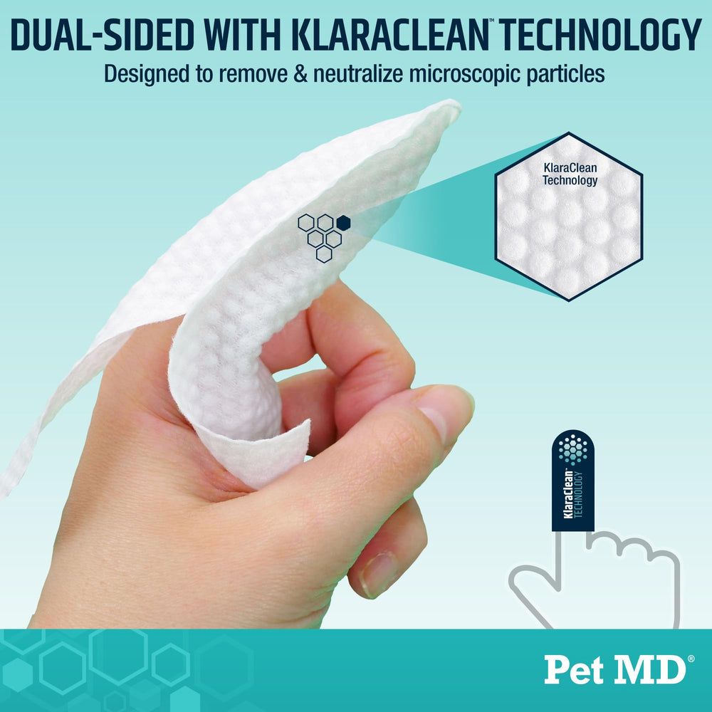 Pet MD label close-up listing made in USA and pet-safe ingredients for trust