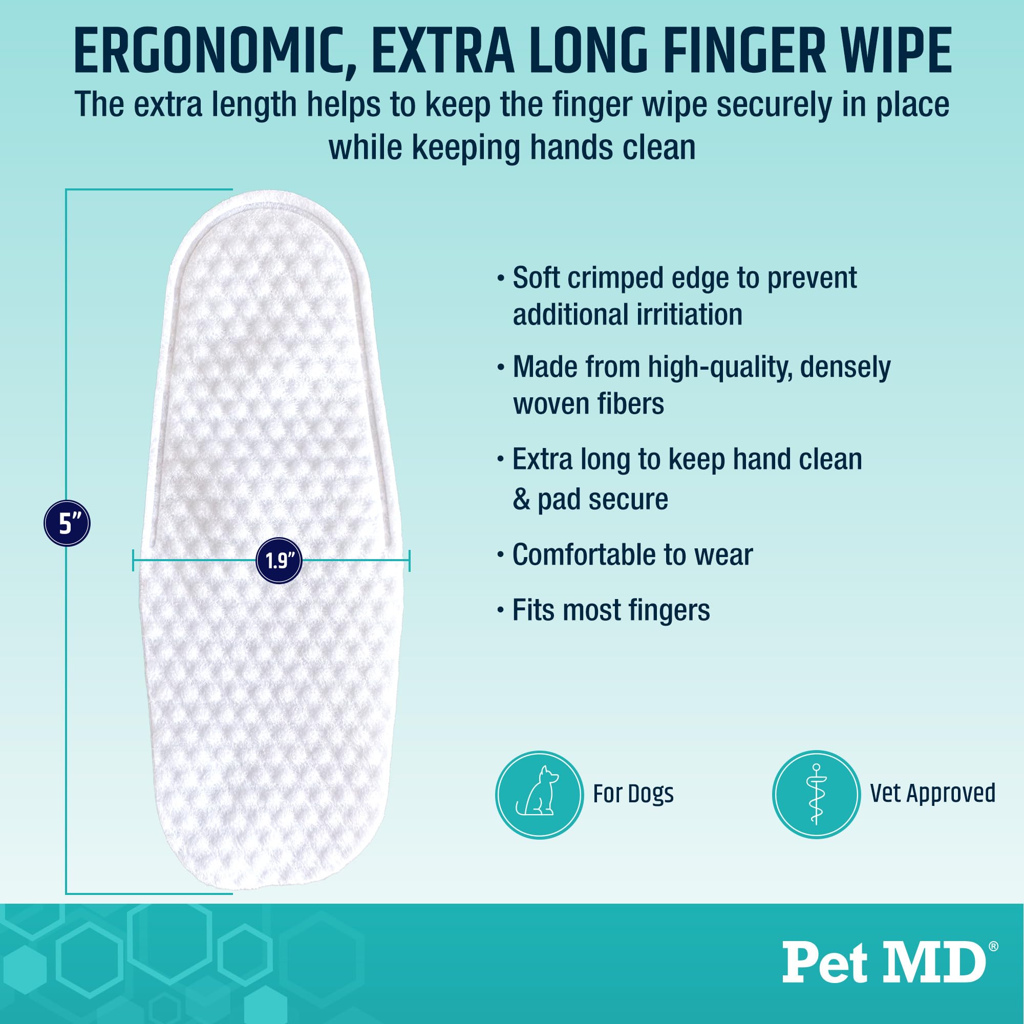 Pet MD wipe next to a coin to show size and portability for travel
