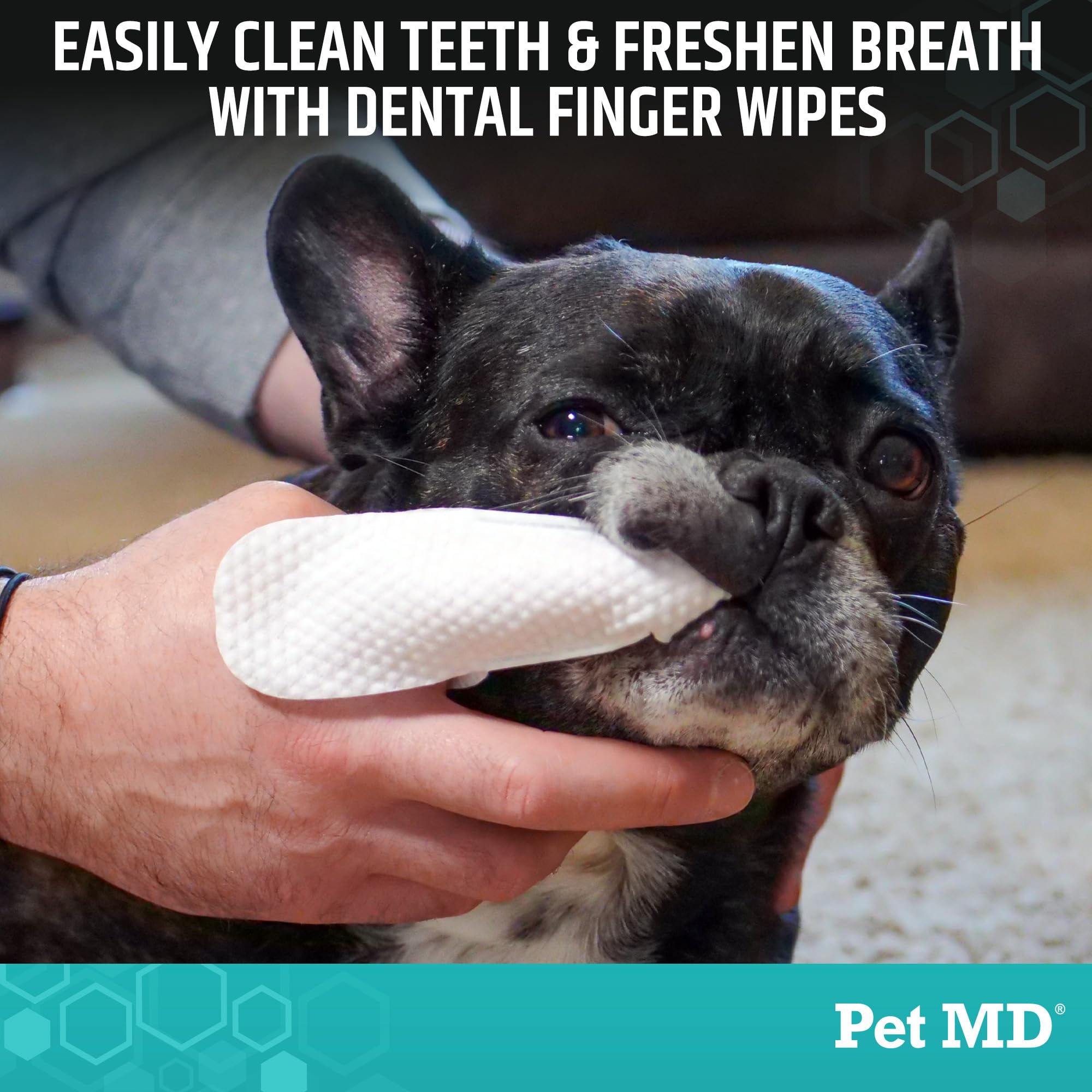 Pet MD close-up of textured wipe surface demonstrating gentle scrubbing action