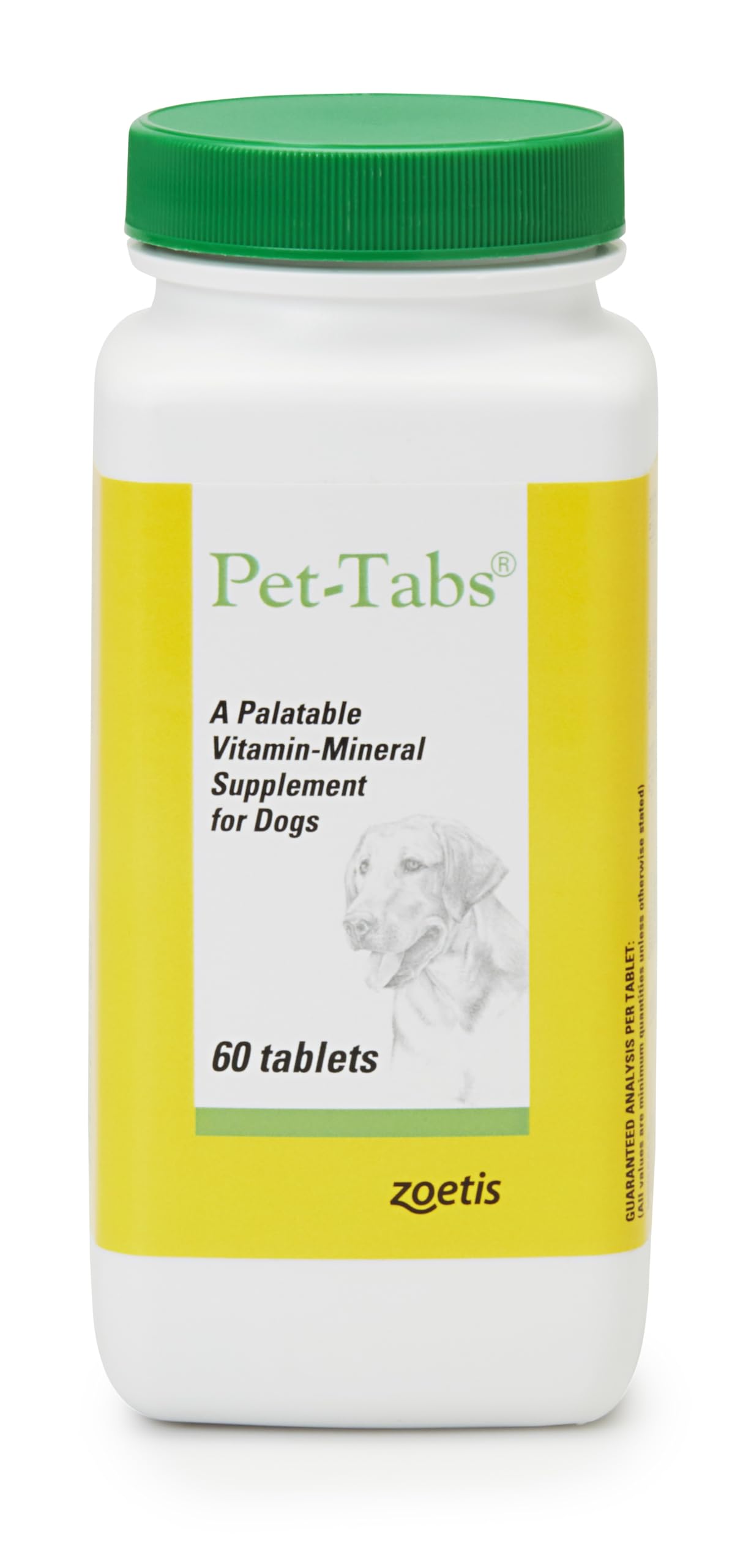 Pet-Tabs front package showing 60 chewables and product labeling benefit convenience