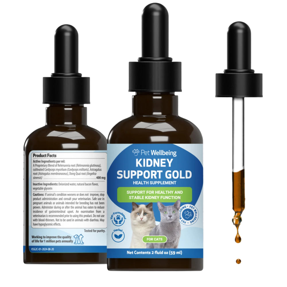 Pet Wellbeing front label showing product name and benefits