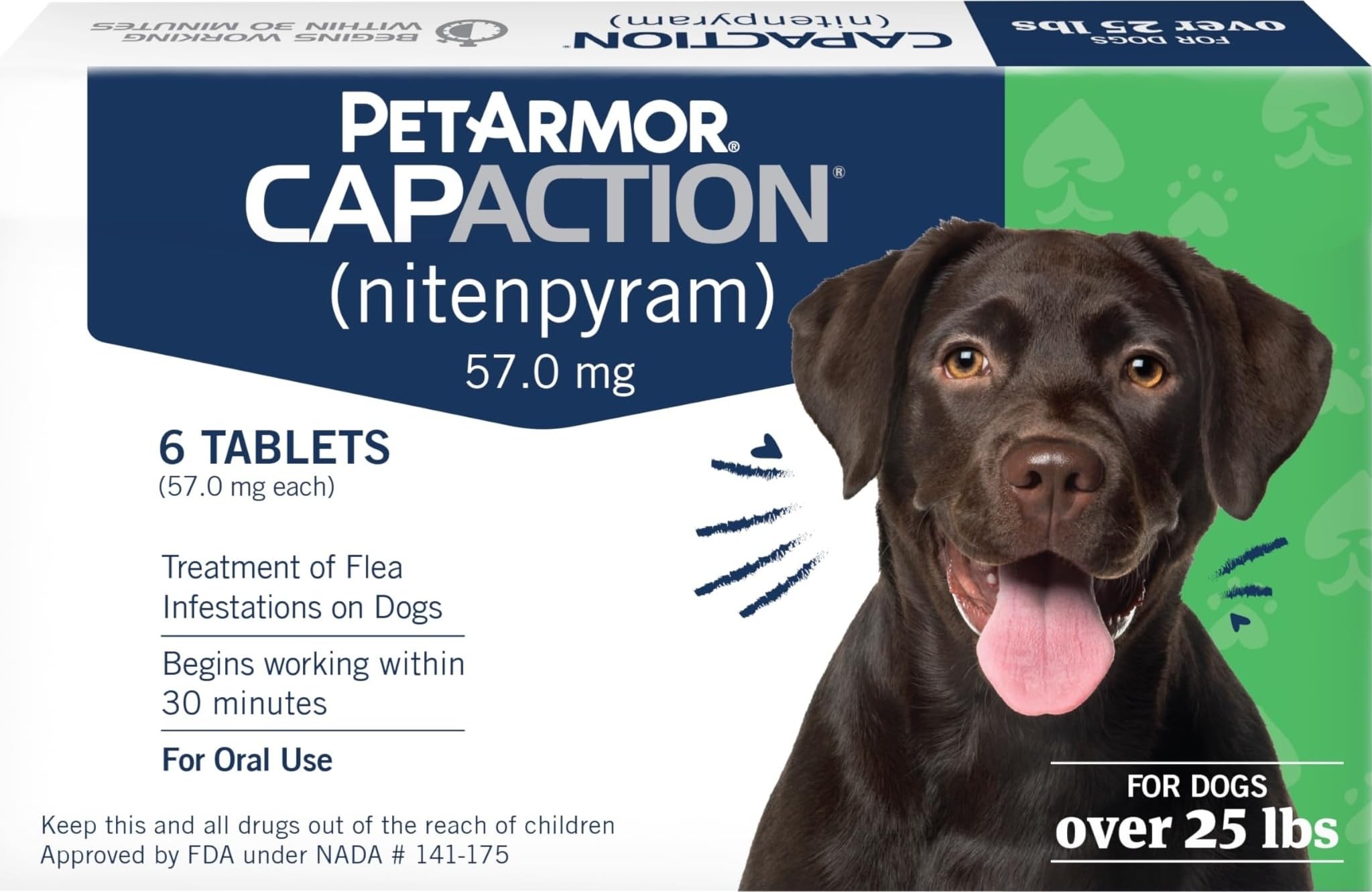 PetArmor CAPACTION front packaging showing product and doses for quick flea relief